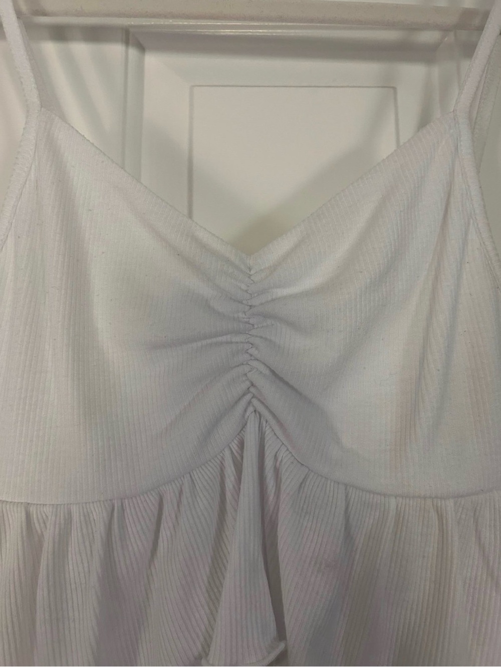 Cotton On White Ruffle Hem Ribbed V-Neck Cami - Picture 3 of 5